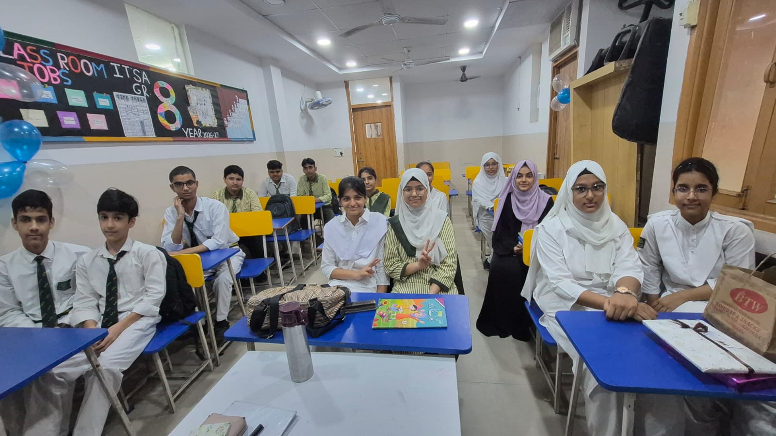 Students collaborating during class